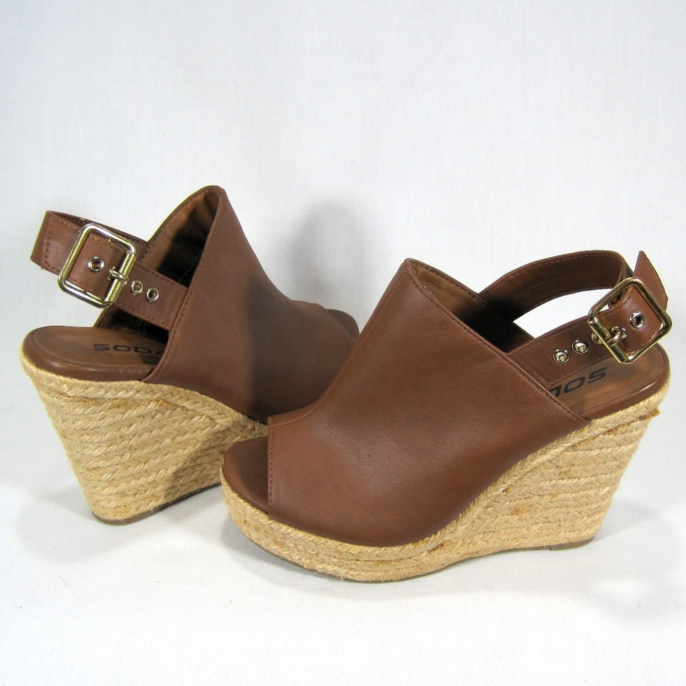Soda Brown Platform Wedge Espadrilles Size: 5.5M